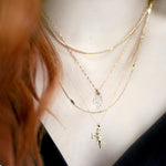 moon and star glass layering necklace