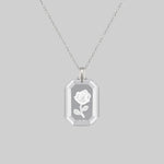 glass rose engraved pendant necklace 