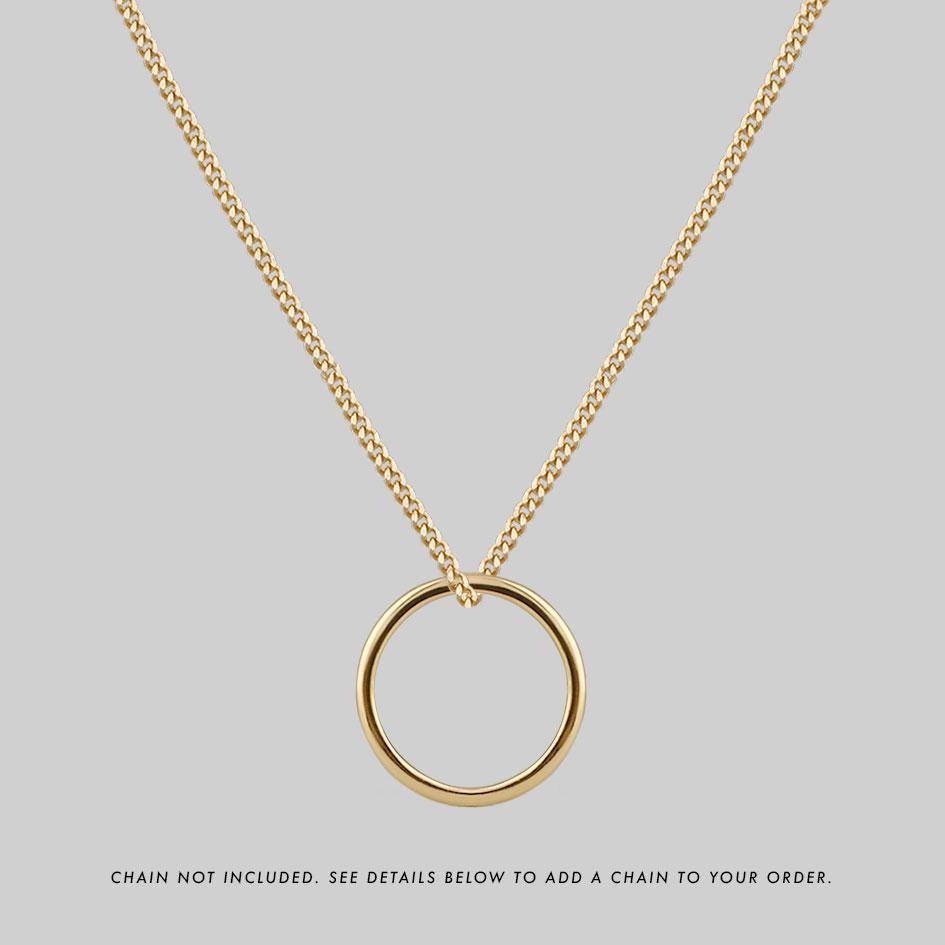 Gold posie ring necklace, long gold necklace chain 