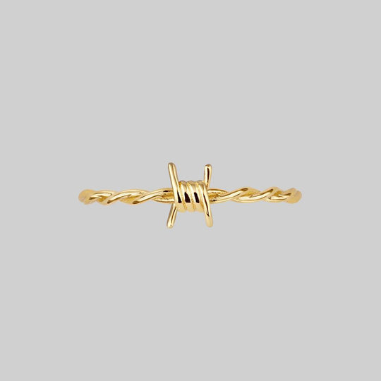 SURVIVAL. Symbolic Barbed Wire Ring - Gold