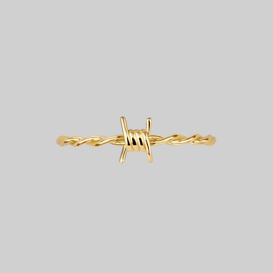 gold twisted barbed wire ring