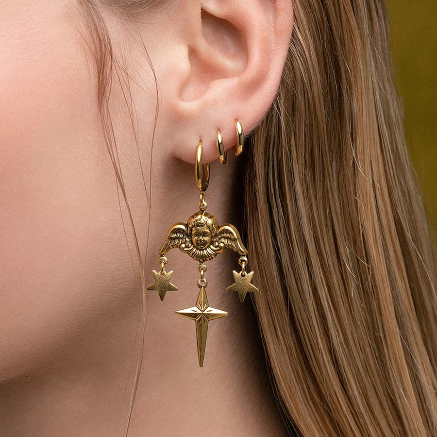 gold cherub hoop earrings 