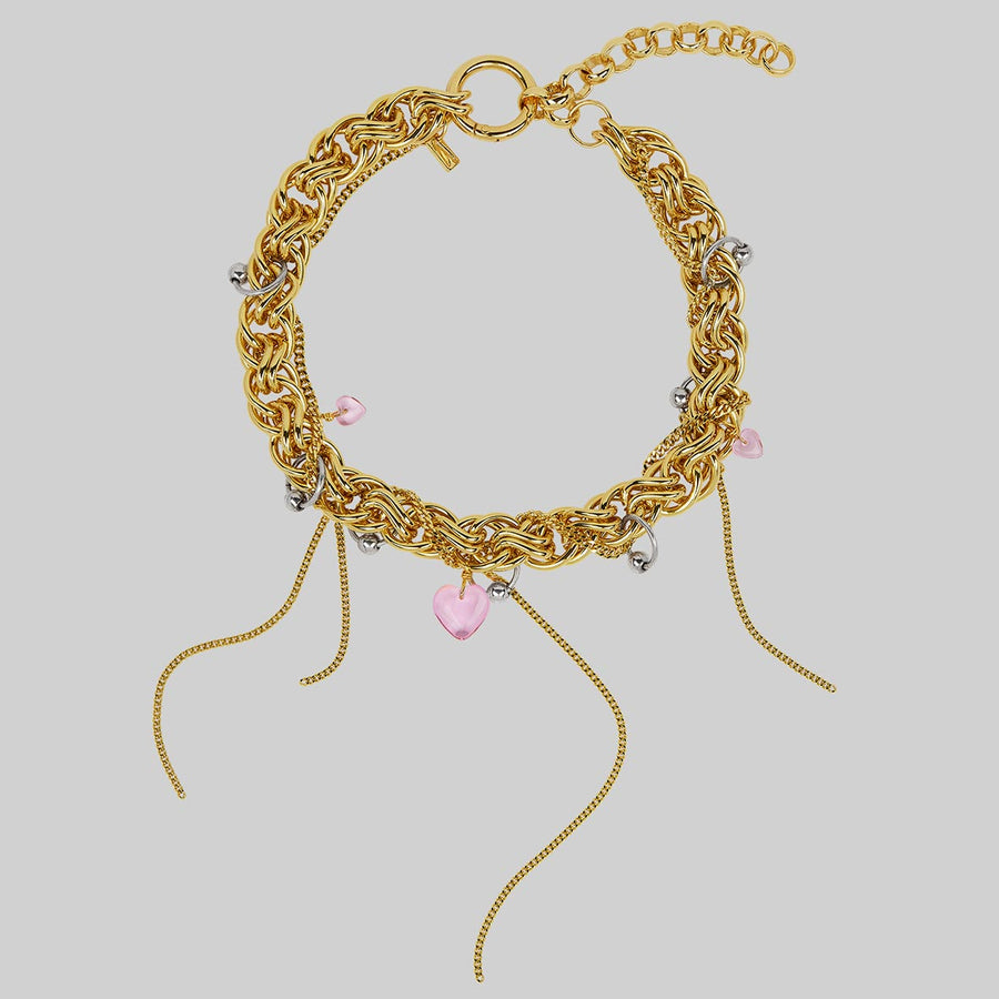 EAT YOUR HEART OUT. Pierced Chunky Chain Collar Necklace - Gold