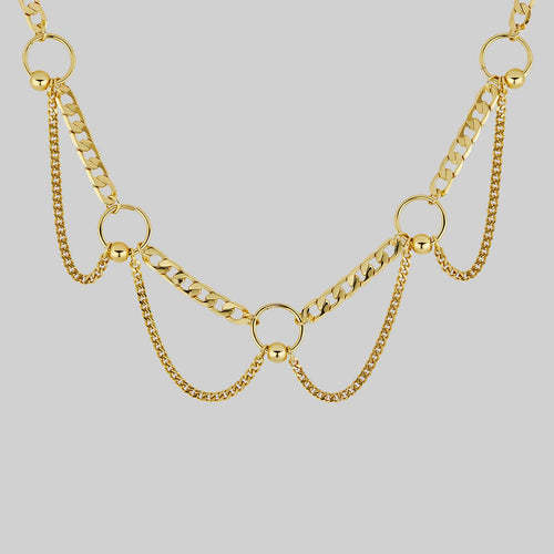 CLARISE. Ornate Cross Link Chain Collar - Silver