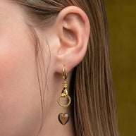 gold hand heart hoop earrings