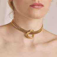 gold love heart choker