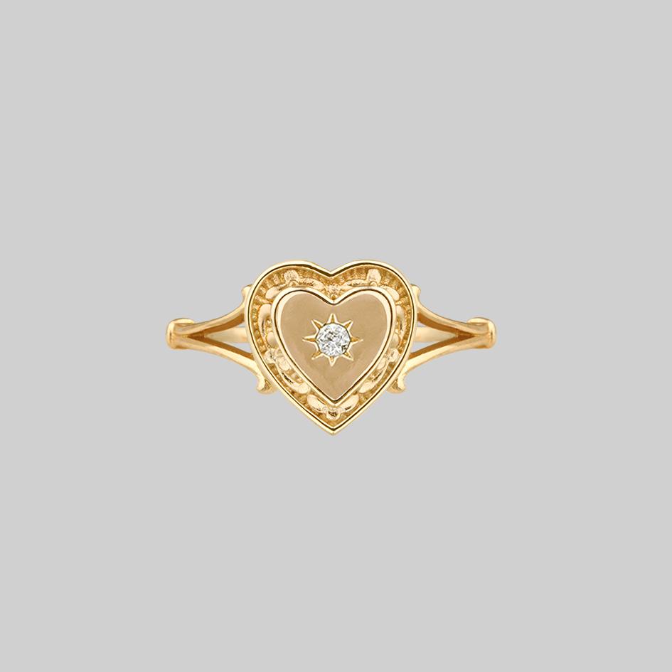 gold vintage style heart ring 