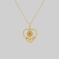 gold heart sunflower necklace