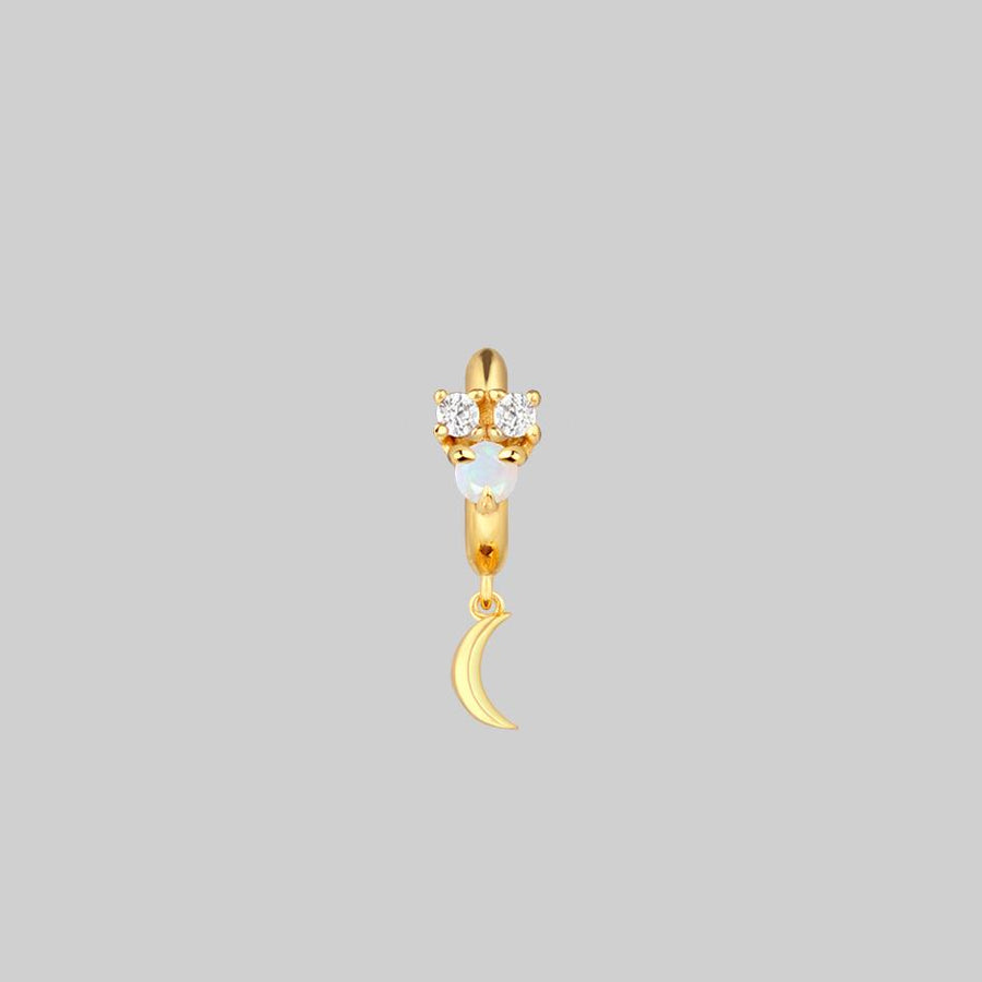 moon and star charm hoop earring gold