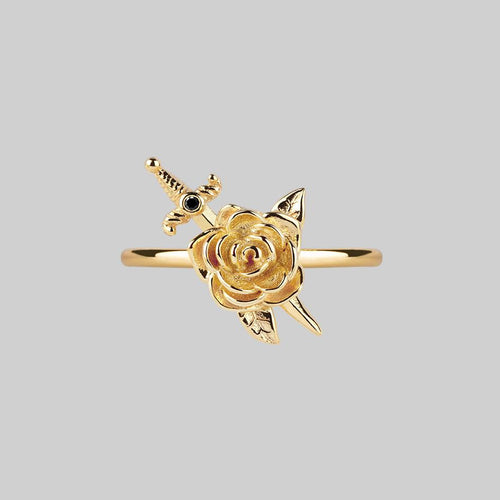 RHAPSODY. Dagger Through Rose Stud Earring - Silver
