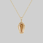 gold plated rose glass coffin necklace 
