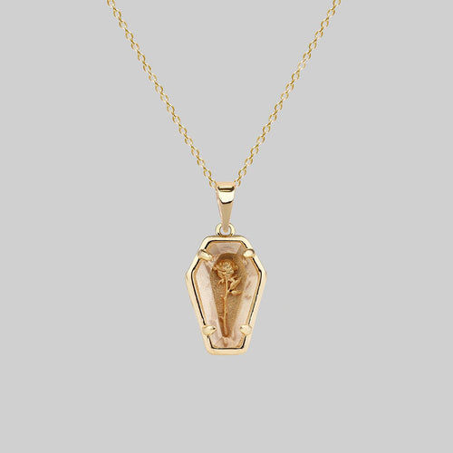 LEONA. Black Glass Droplet Necklace - Gold