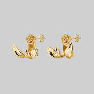 gold rose wraparound earrings