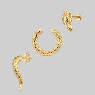 gold detailed snake earring set