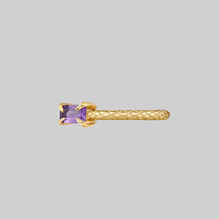 amethyst gold snake texture ring 