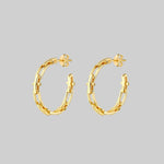 gold spiked chain hoop earrings