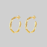 gold spiked chain hoop earrings