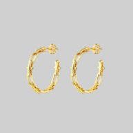 gold spiked chain hoop earrings