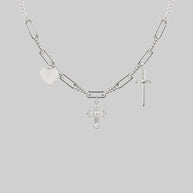 heart and dagger charm necklace silver