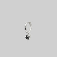 black spinel heart silver hoop earring