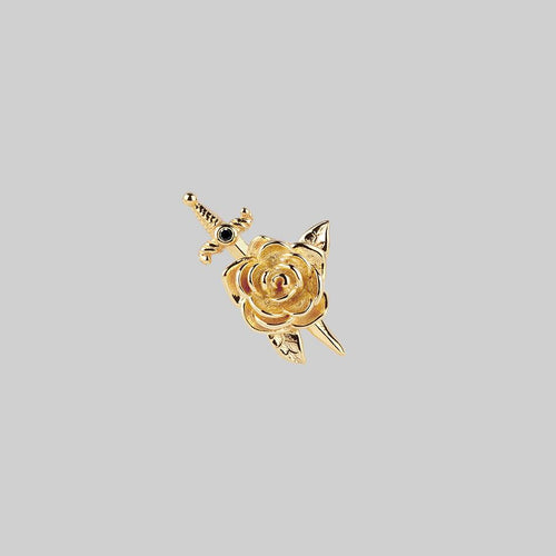 RHAPSODY. Dagger Through Rose Stud Earring - Silver