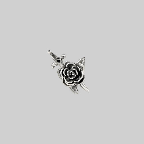 RHAPSODY. Dagger Through Rose Stud Earring - Gold