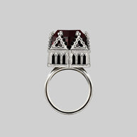 gothic garnet statement ring silver
