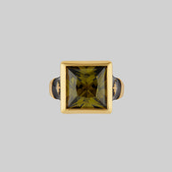 green gem statement gold ring 