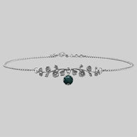 flower choker with green gemstone