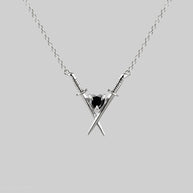 crossed swords heart necklace