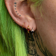 Garnet heart clicker earring