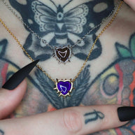 spiked heart colour changing necklace silver