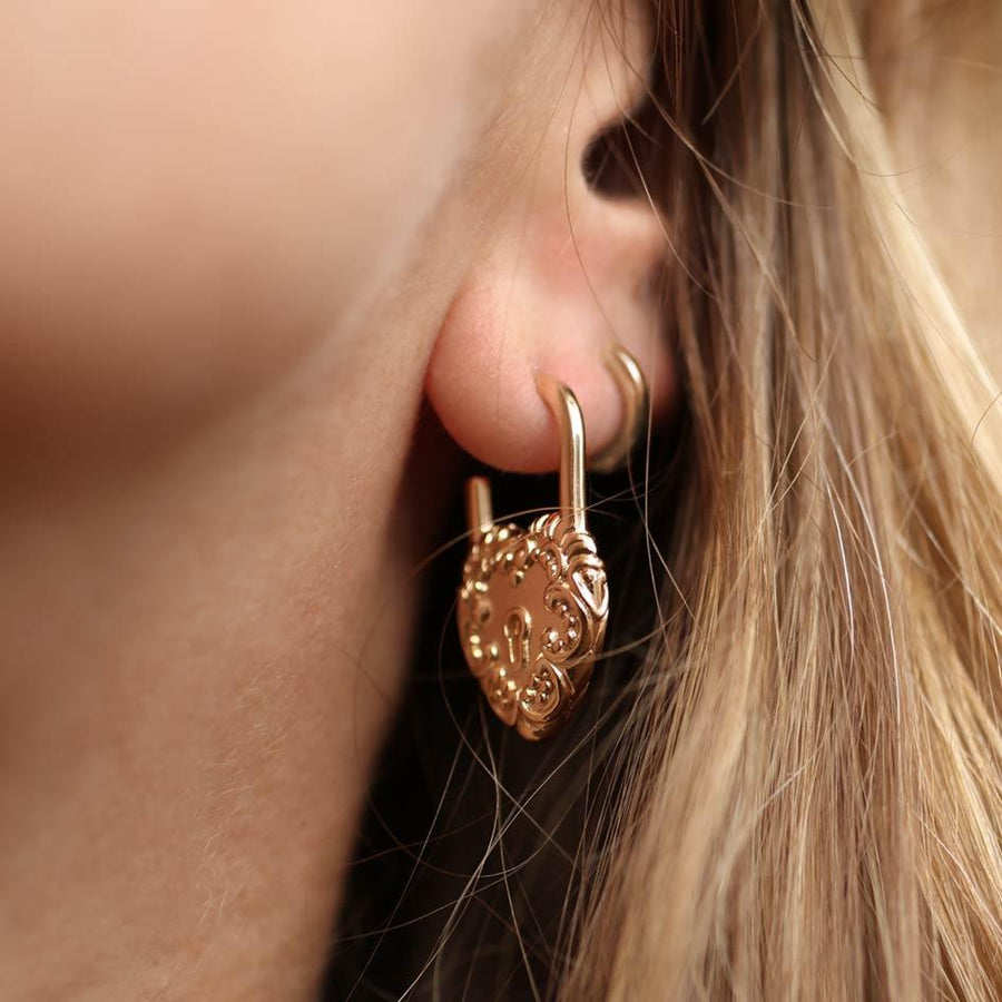 Green Heart Lock Earrings – Vellva