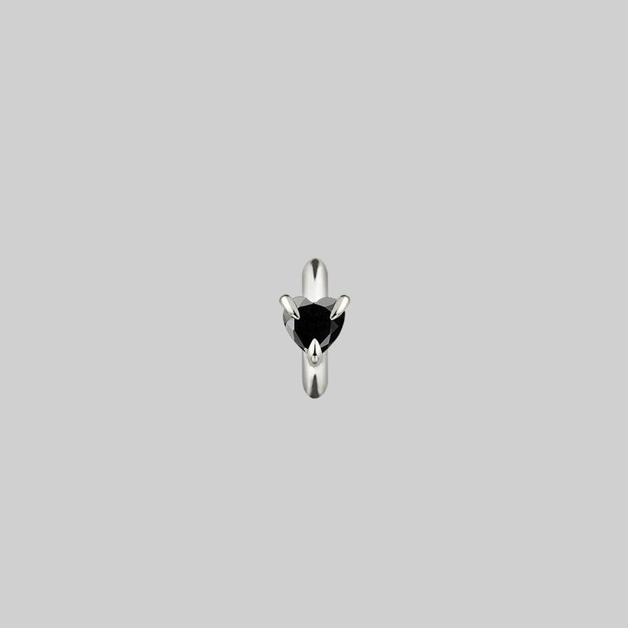 black spinel heart gemstone hoop earrings