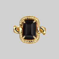 black gemstone gold snake ring