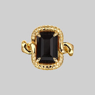 black gemstone gold snake ring