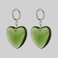 huge green heart earrings
