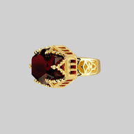 gold cathedral gemstone ring