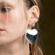huge silver heart earrings