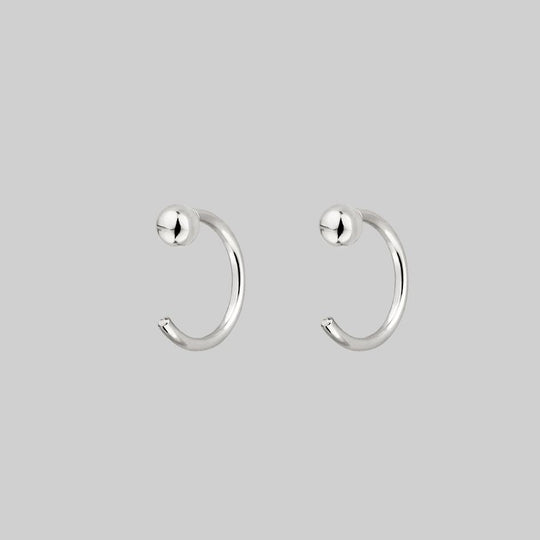 Ball Huggie Hoop Earrings - Silver