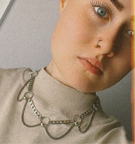 CHANGE OF HEART. Pierced Chain Drop Choker - Silver