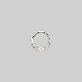 THIEF OF JOY. Opal Silver Clicker Ring - Septum
