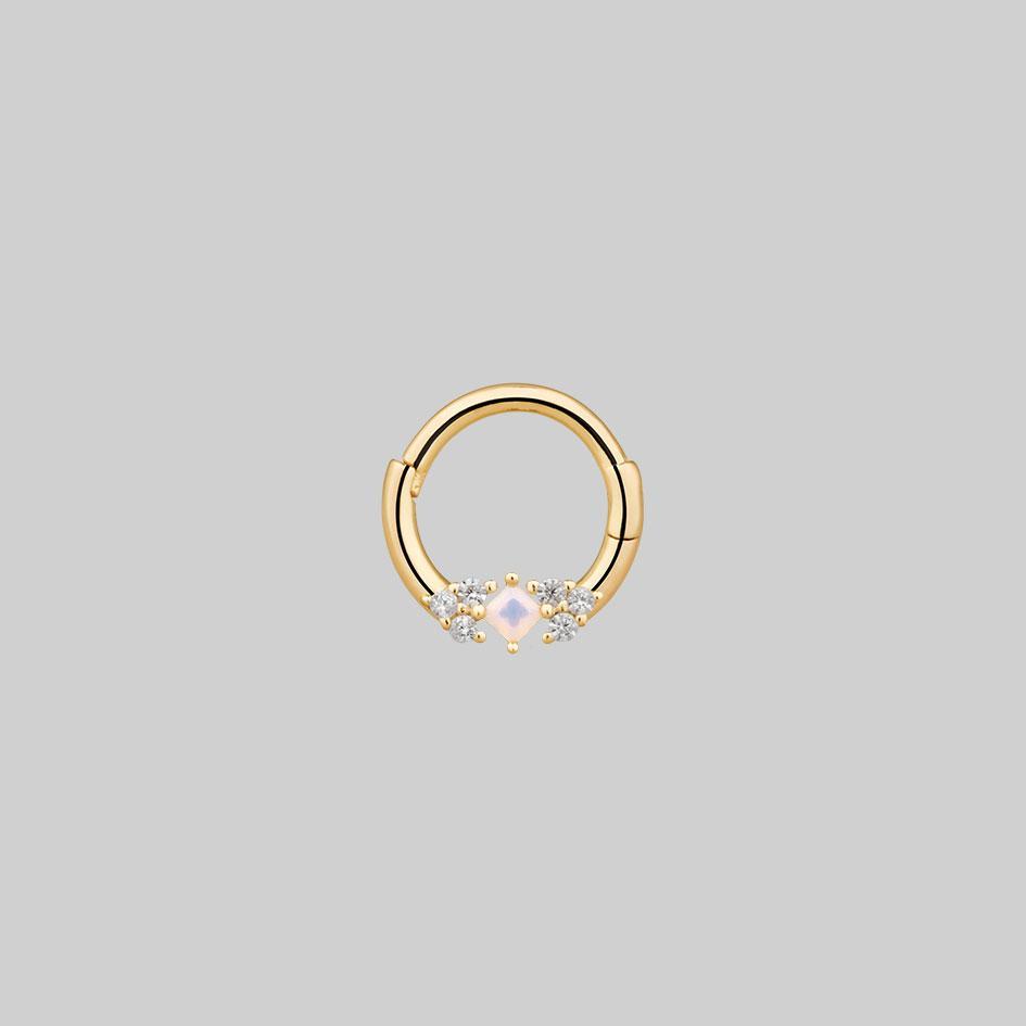 opal and diamond septum ring gold