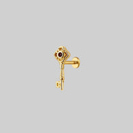 key helix stud earring gold