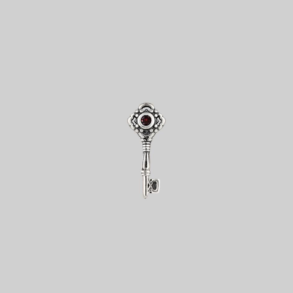 silver key earring stud