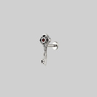 silver antique key earring 