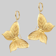 large gold butterfly hoop earrings