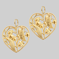 large floral heart hoop earrings gold