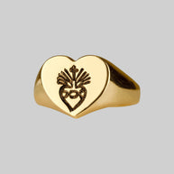 gold sacred heart signet ring 