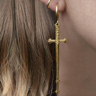 large gold sword earrings